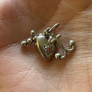 Pandora Silver Heart Cross Anchor Charm